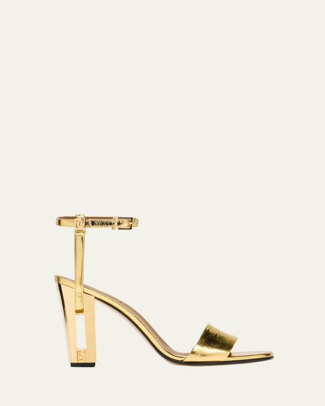 Delfina Metallic Ankle-Strap Sandals